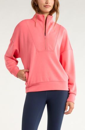 Zella Soft Luxe Half Zip Pullover in Coral Sharon at Nordstrom, Size Xx-Large