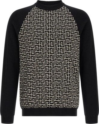 Balmain Trui met ronde hals - Heren - Ronde hals truien - Veelkleurig - L - Katoen - Truien & Vesten