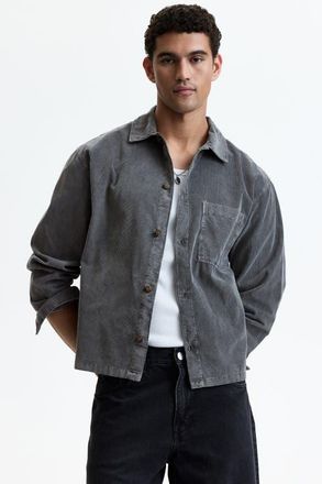 H&M Relaxed-fit boxy corduroy shirt in Gray at Nordstrom, Size Xx-Large