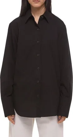 Helmut Lang Open Tie Back Cotton Shirt in Black at Nordstrom, Size X-Small