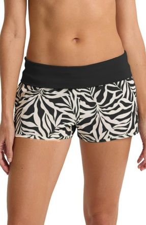 Roxy Surfers Paradise Cover-Up Shorts in Black/White at Nordstrom, Size X-Large