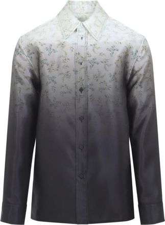 Jil Sander Green Silk Floral Print Shirt