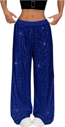 Generic Cocila Womens Sparkly Sequin Pants Y2K Glitter High Waisted Wide Leg Long Pants Bling Party Clubwear 70s Disco Flare Trousers Party, Hip hop Casual Lo