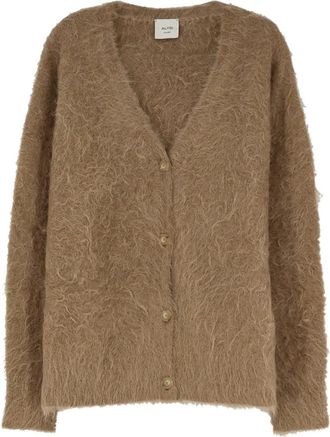 Alysi V-hals Knopen Cardigan - Dames - Vesten - Beige - M - Spandex - Truien & Vesten