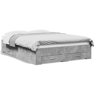Berkfield Home Bed Frame w/Drawers Frame Concrete Grey 135x190 cm Double