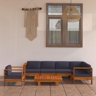 vidaXL Vidaxl - Muebles De Jard&iacute;n 7 Pzas Con Cojines Gris Oscuro Madera Acacia