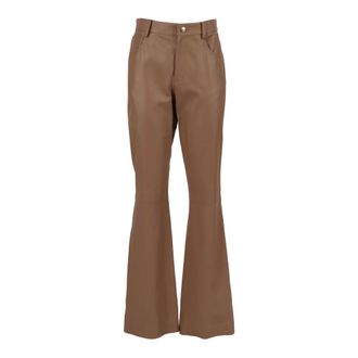 Fabiana Filippi Wide Trousers, female, Brown, Size: XS Nappa Leather Trousers