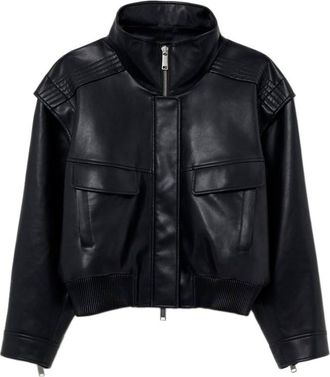 Self Portrait Faux Leather Bomber Jacket
