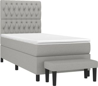 vidaXL Vidaxl - Cama Box Spring Con Colch&oacute;n Tela Gris Claro 90x190 Cm