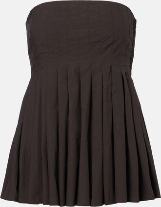 Proenza Schouler White Label Avine pleated peplum cotton top