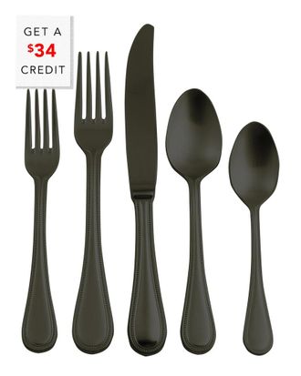 Mepra Perla Oro Nero 5Pc Flatware Set With $34 Credit