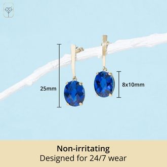 MAX + STONE 14k Yellow or White Gold 10x8mm Oval Cut Gemstone Drop Dangle Earrings