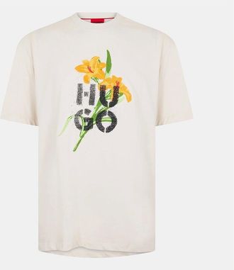 HUGO BOSS Mens Graphic Crew Neck Short Sleeve Jersey T-Shirt - White - Size: 36