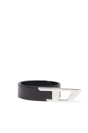 Diesel 4 cm leather belt with metal D buckle - Belts - Unisex - Black