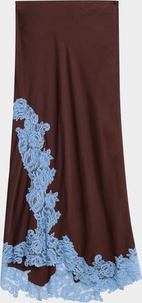 A.L.C. Olivia Crepe and Lace Midi Skirt