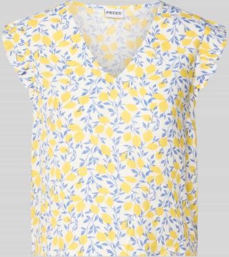 Pieces Regular Fit Blusentop aus reiner Viskose Modell BARRI in CORAL Melange, Gr&ouml;&szlig;e XL