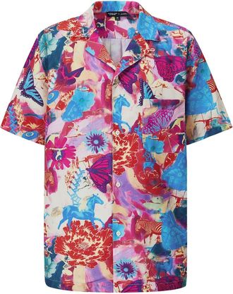 Shanghai Tang x Jacky Tsai graphic-print shirt - men - Mulberry Silk/Cotton - M - Pink