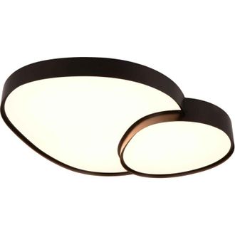 Trio Leuchten Rise plafoniera a led 45W 5300lm, 2700 - 6500K forma organica grande nera con telecomando multifunzione l. 77CM dimmerabile