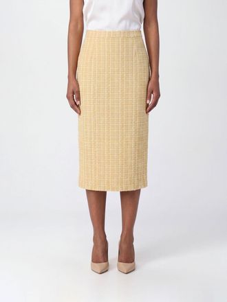 Alessandra Rich High-Waisted Tweed Midi Pencil Skirt with Side Slit