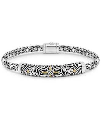 Devata Bali Filigree with Dragon Bone Chain Bracelet in Sterling Silver and 18K Gold, 5mm at Nordstrom, Size 7.5