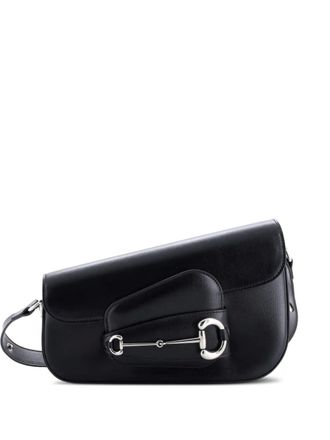 Gucci Horsebit 1955 Asymmetric Leather Small shoulder bag - Nero