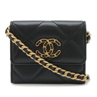 Chanel Matelasse Black Leather Chain/Shoulder Wallet (Pre-Owned)