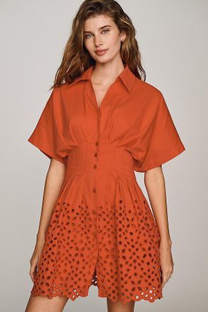 Exquise Tobie Eyelet Mini Shirt Dress by Exquise