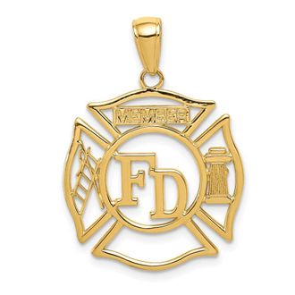 Diamond2Deal 14k Yellow Gold FD MEMBER in Shield Pendant