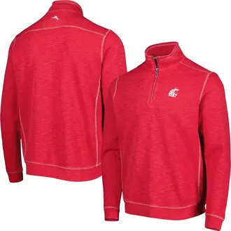 Tommy Bahama Mens Tommy Bahama Crimson Washington State Cougars Sport Tobago Bay Tri-Blend Mock Neck Half-Zip Jacket at Nordstrom, Size Large