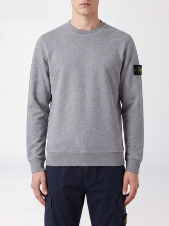 Stone Island Felpa girocollo in cotone con patch logo Compass sulla manica