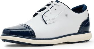 FootJoy Traditions Spikeless Cap Toe Womens Golf Shoes White/Blue Steel : 9.5 B - Medium, Leather