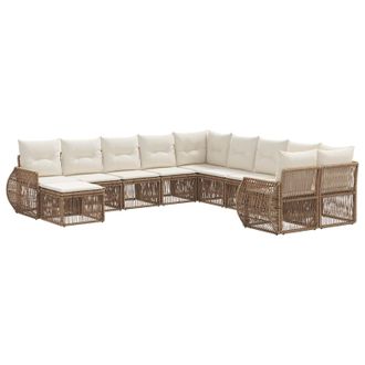 vidaXL Conjunto De Sof&aacute;s De Jard&iacute;n 11 Pcs Beige Rat&aacute;n Sint&eacute;tico Vidaxl