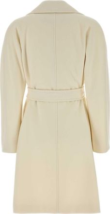 MM Studio Womens Ivory Wool Ravenna Coat Bianco Lana Cappotti