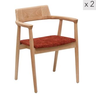 Nordlys Set 2 sillas escandinavas en madera y lana terracota