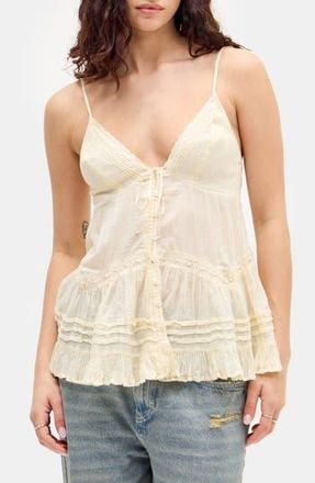 BDG Tiered Crinkled Cotton Camisole in Yellow at Nordstrom Rack, Size Large