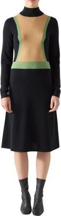 L.k. Bennett Natalia Colorblock Long Sleeve Merino Wool & Cotton Sweater Dress in Black at Nordstrom Rack, Size X-Small
