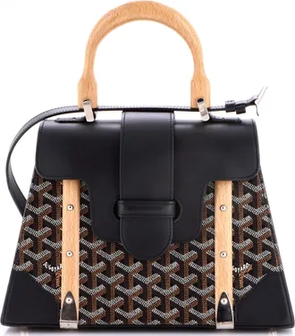 Goyard Saigon Top Handle Bag Coated Canvas with Leather PM