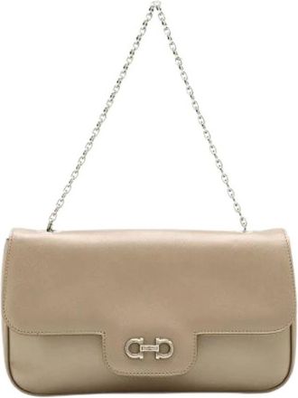 Ferragamo Pre-owned Metallic Leren Handtas Kettingtas - Dames - Vintage Schoudertas - Roze - ONE Size - Leer - Vintage