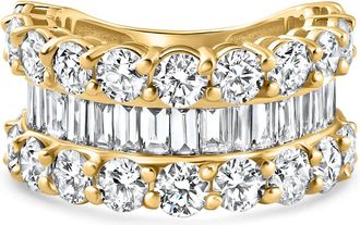 Pompeii3 7.50Ct Wide Diamond Ring Stackable Anniversary Ring Yellow Gold Lab Grown