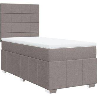 vidaXL Cama Box Spring Con Colch&oacute;n Tela Gris Taupe 100x200 Cm Vidaxl
