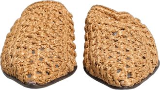 Dolce & Gabbana Mens Beige Woven Straw Slides Sandals Flats Shoes