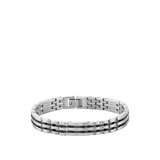 BOSS Black and silver-tone cuff with logo clasp