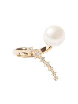 Mizuki 14kt yellow gold Sea Of Beauty pearl and diamond ring - women - 14kt Yellow Gold/Freshwater Pearl/Diamond - 7
