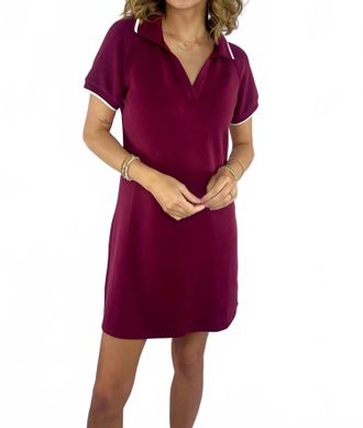 Skies Are Blue Clothing Marley Modal Polo Mini Dress In Wine