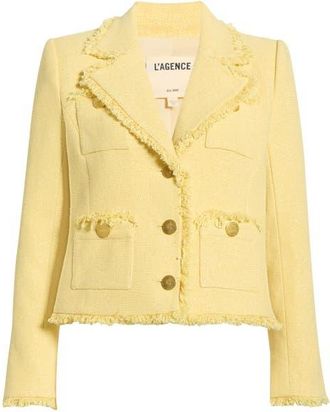 L'agence Sylvia Metallic Blazer in Pale Yellow/Light Gold at Nordstrom, Size 00