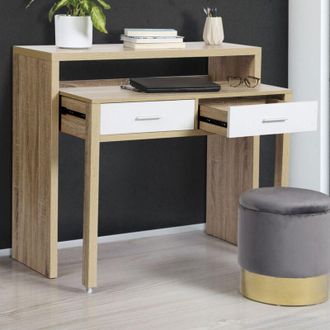 IDMarket Idmarket - Escritorio Extensible Max En Haya Efecto Madera Y Blanco