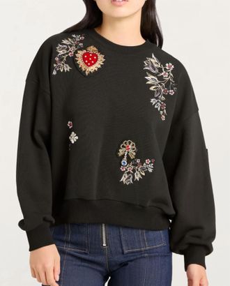 Cinq &agrave; Sept Heritage Patch Brandy Pullover In Black