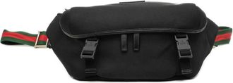 Gucci Sherry Line Black Canvas Shoulder Bag Sling Bag (Pre-Owned)