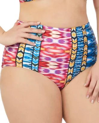 Raisins Womens Curve High Waist Bikini Bottom - Plus In Around The World