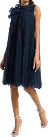Joseph Ribkoff Organza Flower Mesh A-Line Dress In Midnight Blue